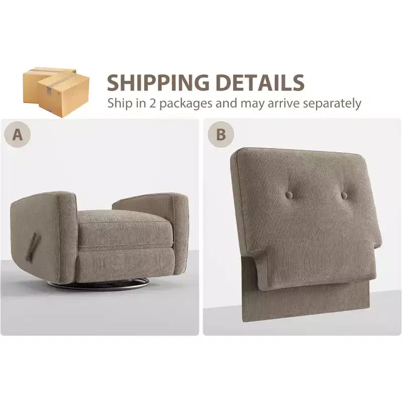 Fauteuil inclinable de garderie, fauteuil à bascule pivotant à 360° pour adultes avec dossier et repose-pieds réglables, fauteuil confortable en lin rembourré pour chambres à coucher