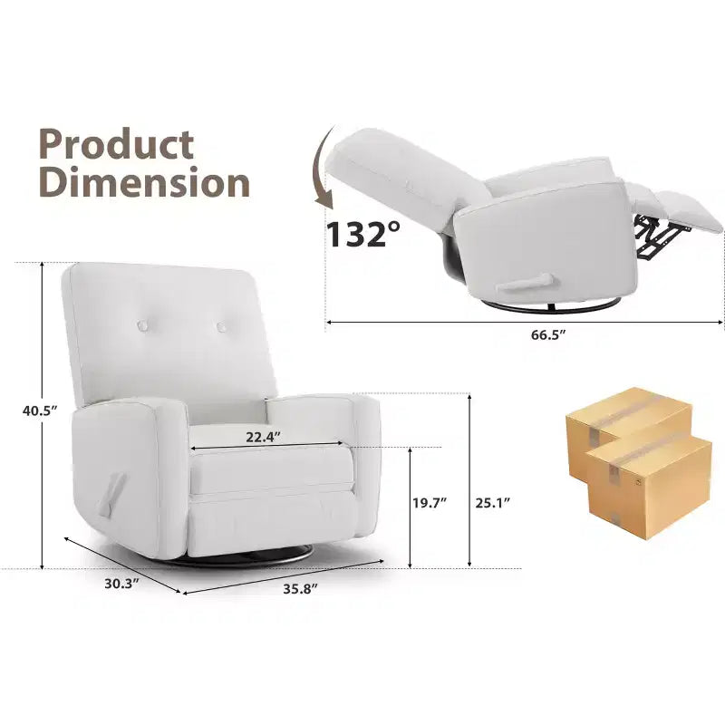 Fauteuil inclinable de garderie, fauteuil à bascule pivotant à 360° pour adultes avec dossier et repose-pieds réglables, fauteuil confortable en lin rembourré pour chambres à coucher