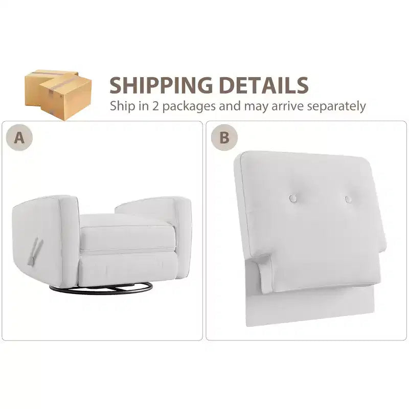 Fauteuil inclinable de garderie, fauteuil à bascule pivotant à 360° pour adultes avec dossier et repose-pieds réglables, fauteuil confortable en lin rembourré pour chambres à coucher