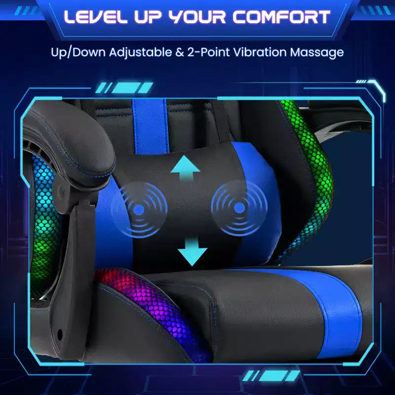 Chaise de Gamer avec Massage et Repose-Pieds