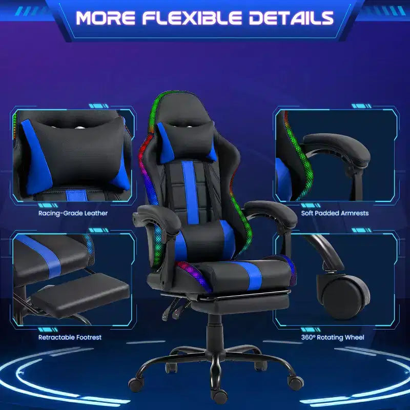 Chaise de Gamer avec Massage et Repose-Pieds