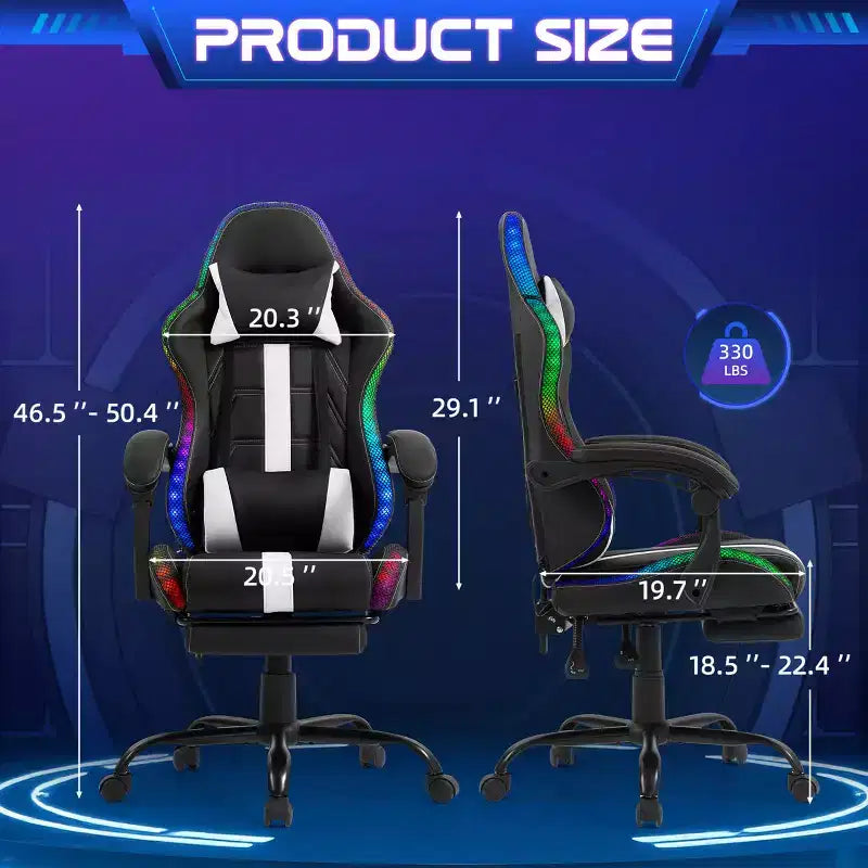 Chaise de Gamer avec Massage et Repose-Pieds