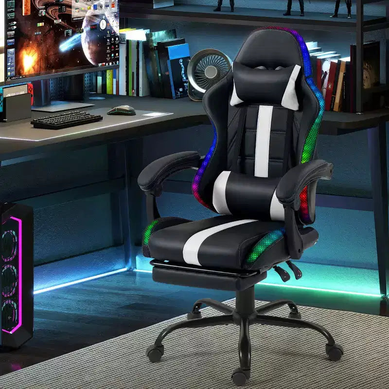 Chaise de Gamer avec Massage et Repose-Pieds