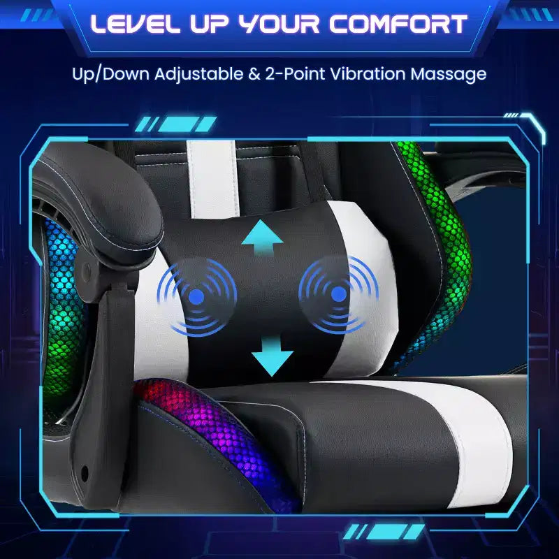 Chaise de Gamer avec Massage et Repose-Pieds