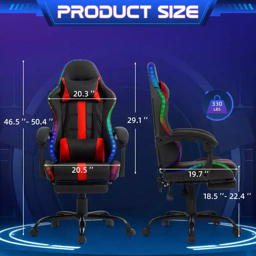 Chaise de Gamer avec Massage et Repose-Pieds