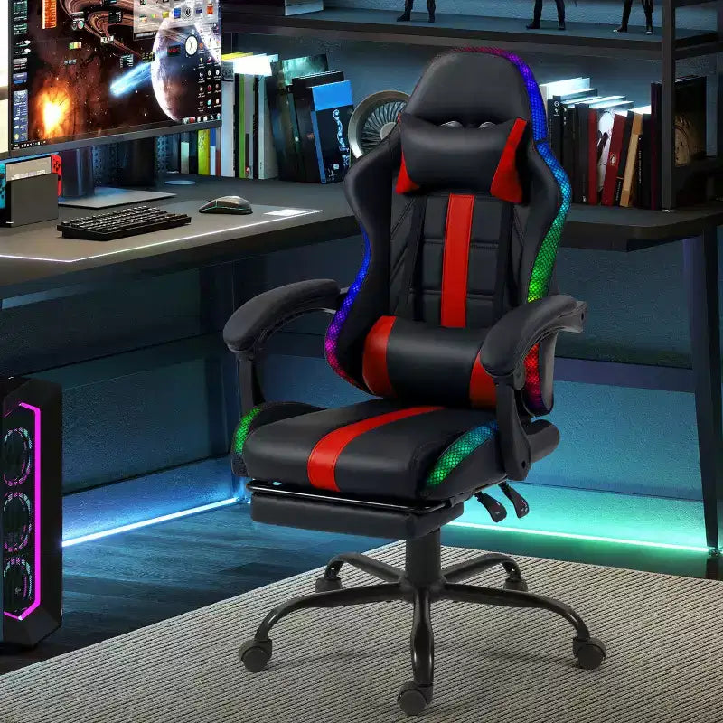 Chaise de Gamer avec Massage et Repose-Pieds