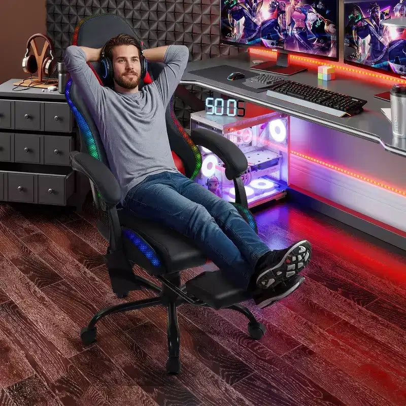 Chaise de Gamer avec Massage et Repose-Pieds