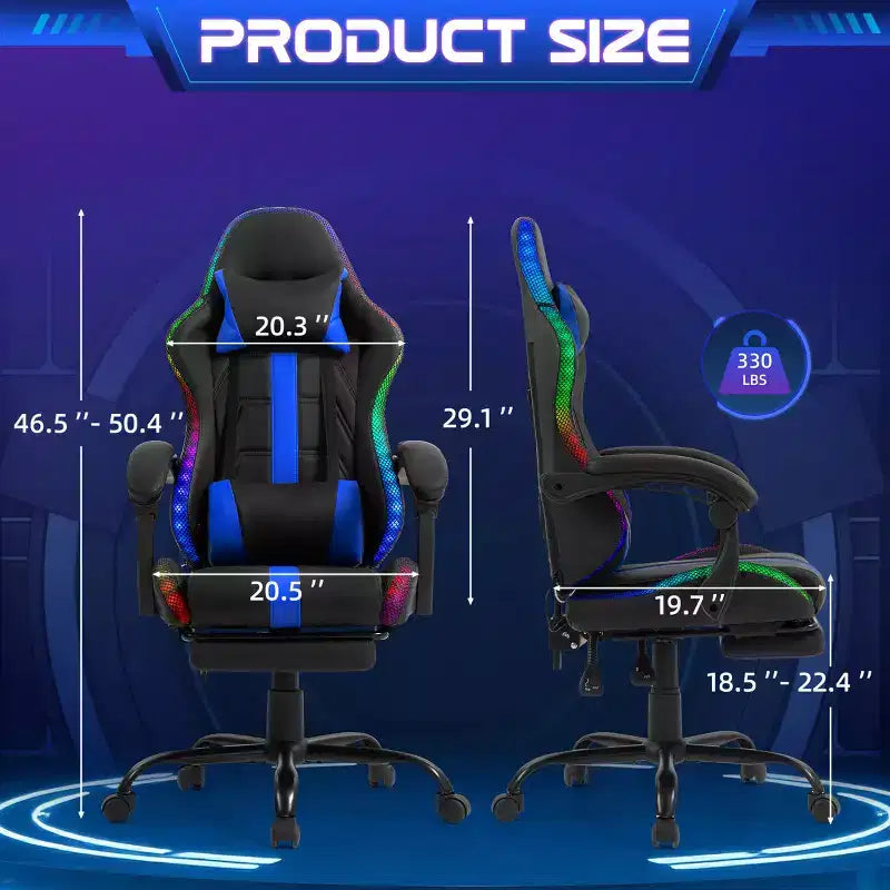 Chaise de Gamer avec Massage et Repose-Pieds