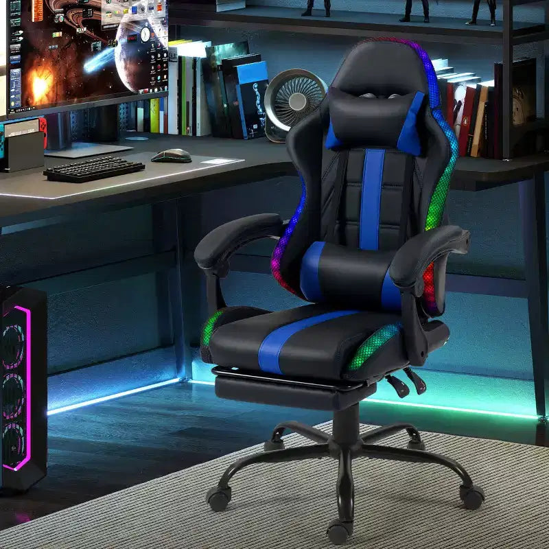 Chaise de Gamer avec Massage et Repose-Pieds