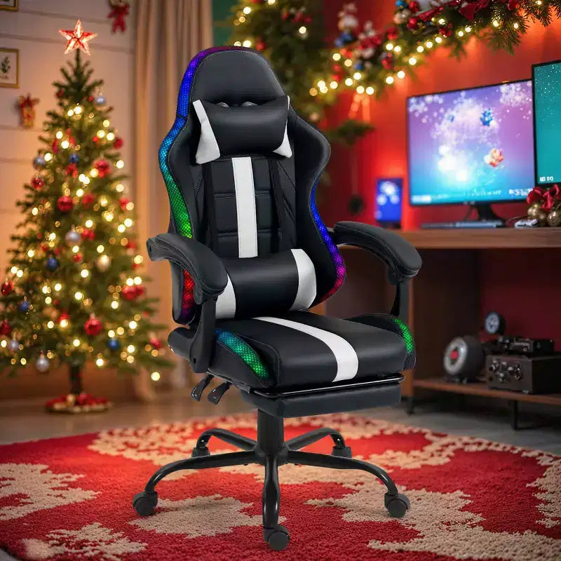 Chaise de Gamer avec Massage et Repose-Pieds