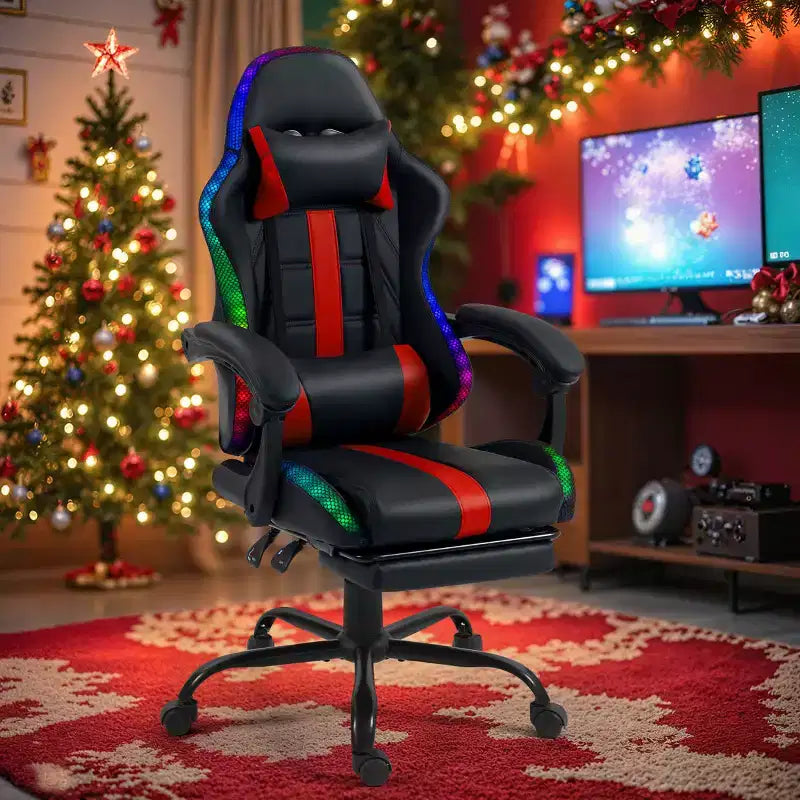 Chaise de Gamer avec Massage et Repose-Pieds