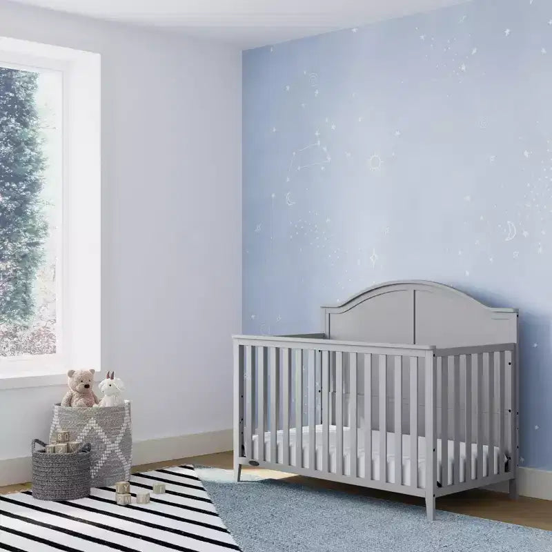 Lit de bébé convertible 5-en-1 en pin, 45,27"H x 55,12"L x 29,96"P