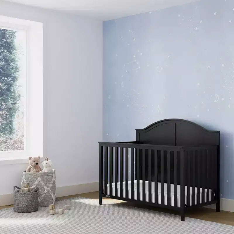 Lit de bébé convertible 5-en-1 en pin, 45,27"H x 55,12"L x 29,96"P