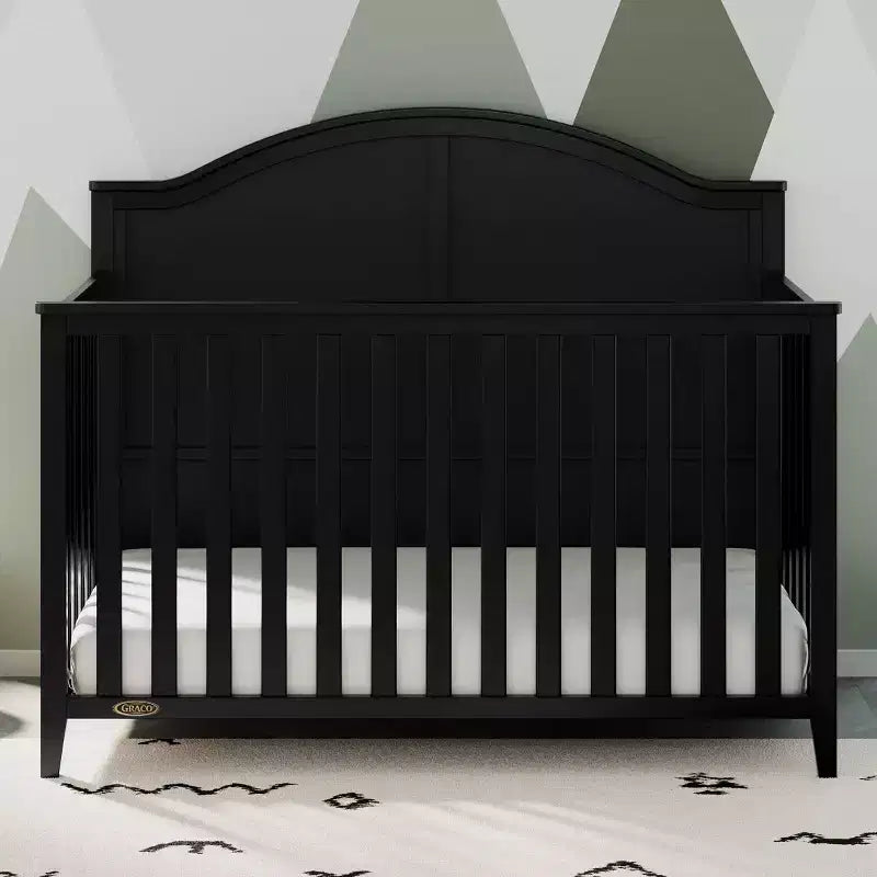 Lit de bébé convertible 5-en-1 en pin, 45,27"H x 55,12"L x 29,96"P