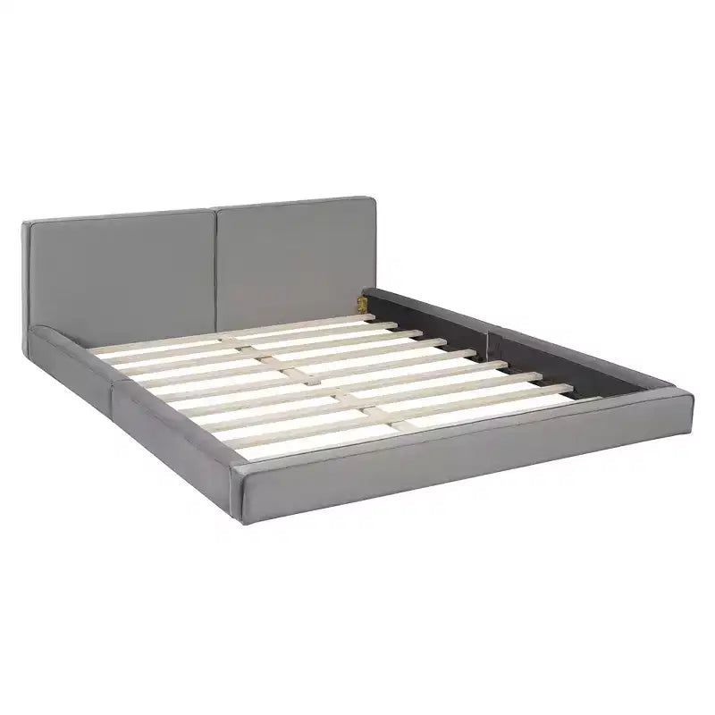 Lit plateforme tapissé de velours, Grand lit 88.75"L x 68"W x 25"H