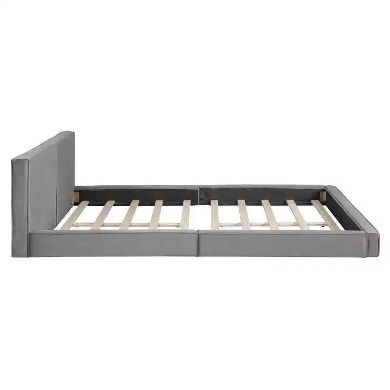 Lit plateforme tapissé de velours, Grand lit 88.75"L x 68"W x 25"H
