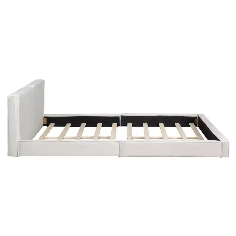 Lit plateforme tapissé de velours, Grand lit 88.75"L x 68"W x 25"H