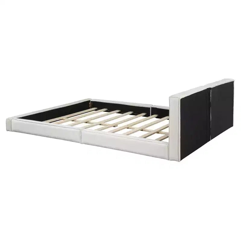Lit plateforme tapissé de velours, Grand lit 88.75"L x 68"W x 25"H