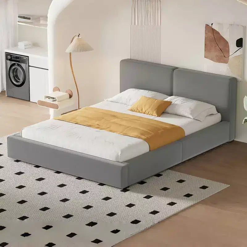Lit plateforme tapissé de velours, Grand lit 88.75"L x 68"W x 25"H