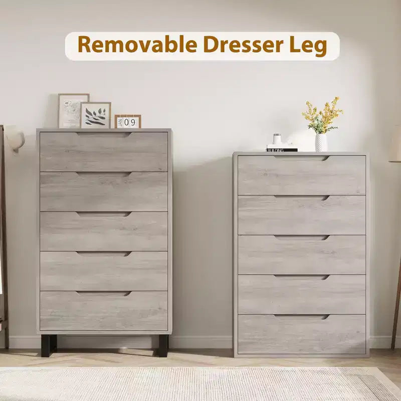 Commode verticale autonome en bois à 5 tiroirs