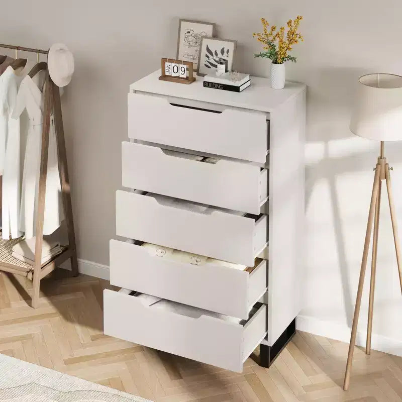Commode verticale autonome en bois à 5 tiroirs