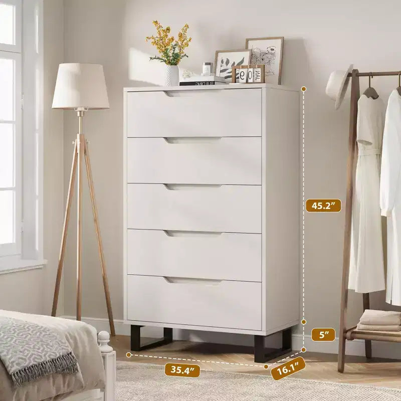 Commode verticale autonome en bois à 5 tiroirs