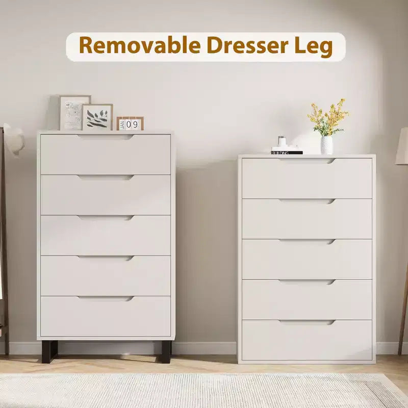 Commode verticale autonome en bois à 5 tiroirs