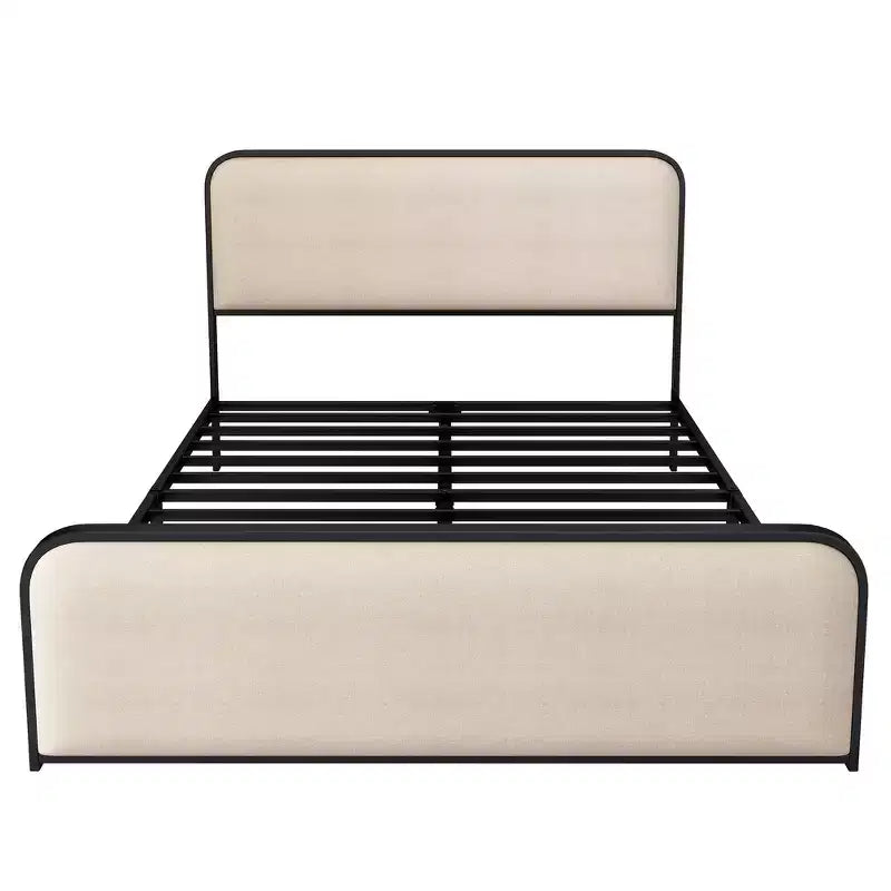 Cadre de lit en métal avec tête de lit capitonnée, King 84,4"L x 76"P x 41"H