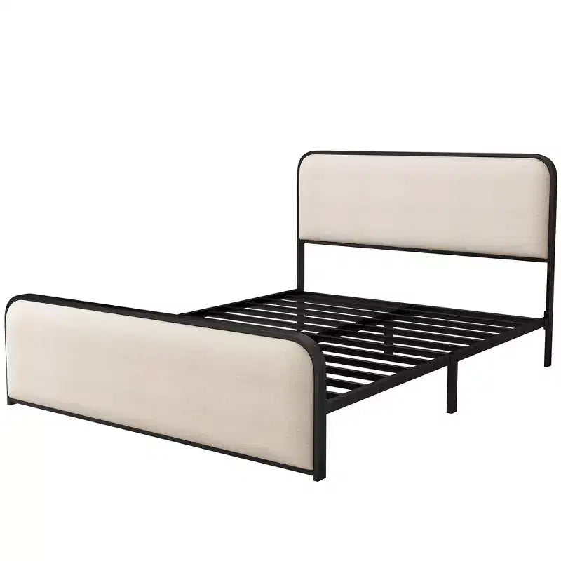 Cadre de lit en métal avec tête de lit capitonnée, King 84,4"L x 76"P x 41"H