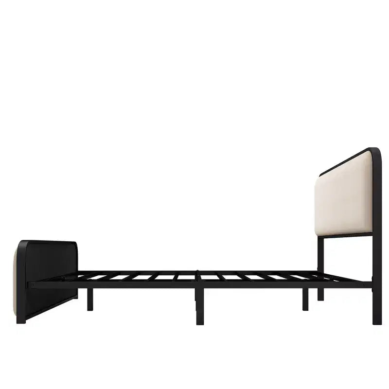 Cadre de lit en métal avec tête de lit capitonnée, King 84,4"L x 76"P x 41"H