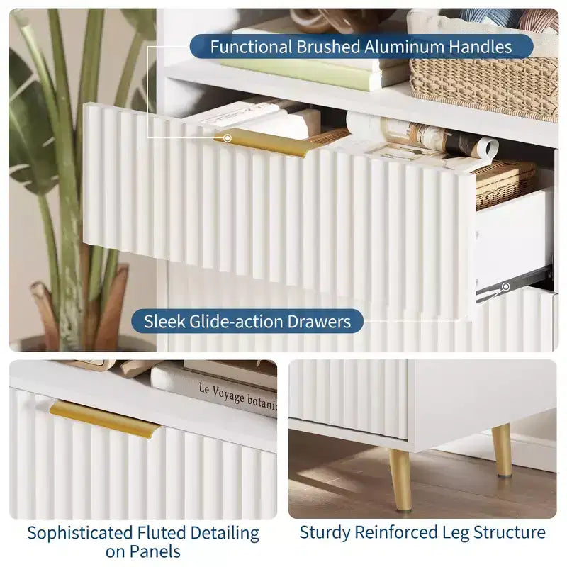 Commode 6 tiroirs en MDF avec lumières LED et station de charge, 120 cm (L) x 39,5 cm (P) x 98 cm (H)
