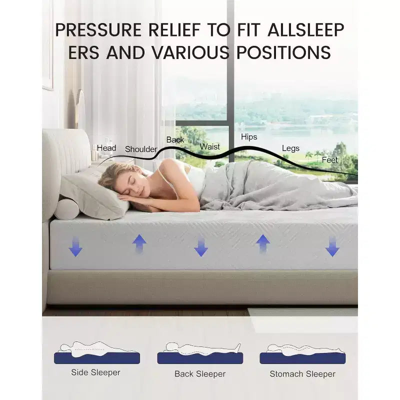 Matelas en mousse à mémoire de forme avec couche de gel et housse amovible, 20 cm d'épaisseur