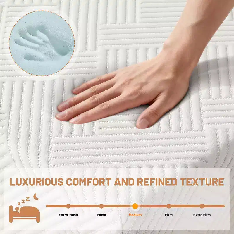 Matelas en mousse à mémoire de forme avec couche de gel et housse amovible, 20 cm d'épaisseur