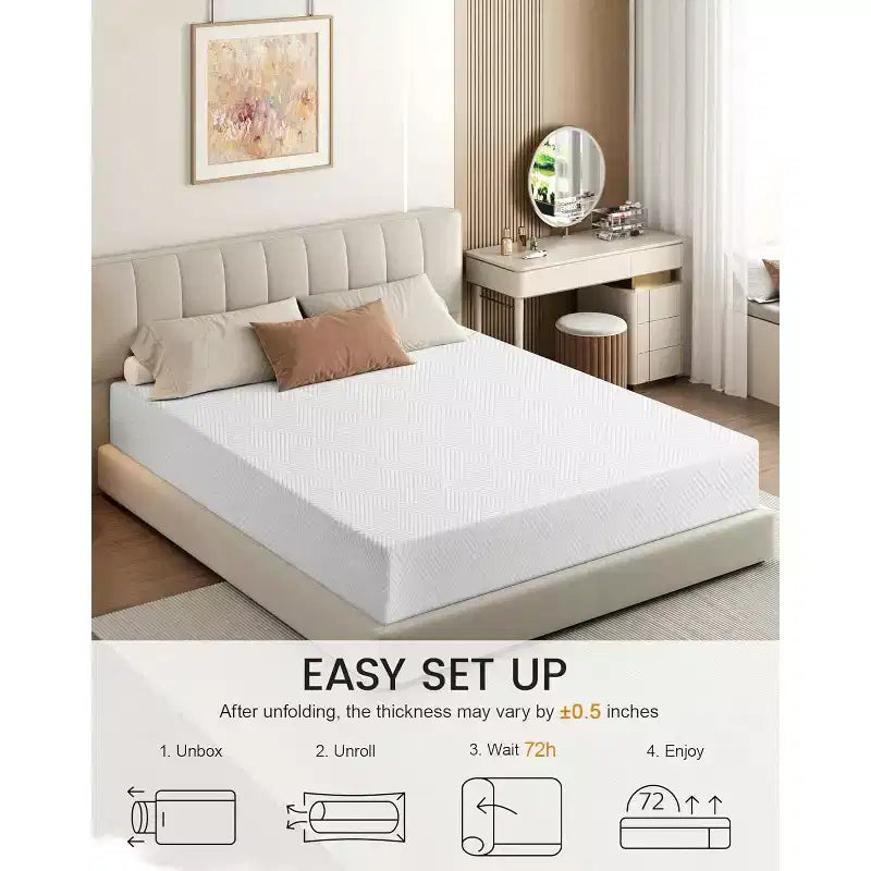 Matelas en mousse à mémoire de forme avec couche de gel et housse amovible, 20 cm d'épaisseur
