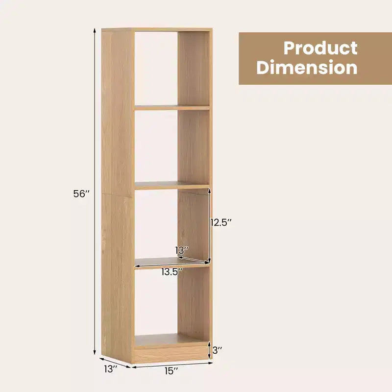 Étagère d'angle en bois à 5 niveaux avec 4 compartiments cubiques, 142,2 cm H x 33 cm L x 38,1 cm P, paquet de 2