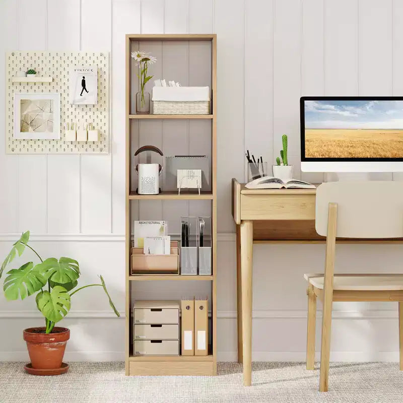 Étagère d'angle en bois à 5 niveaux avec 4 compartiments cubiques, 142,2 cm H x 33 cm L x 38,1 cm P, paquet de 2