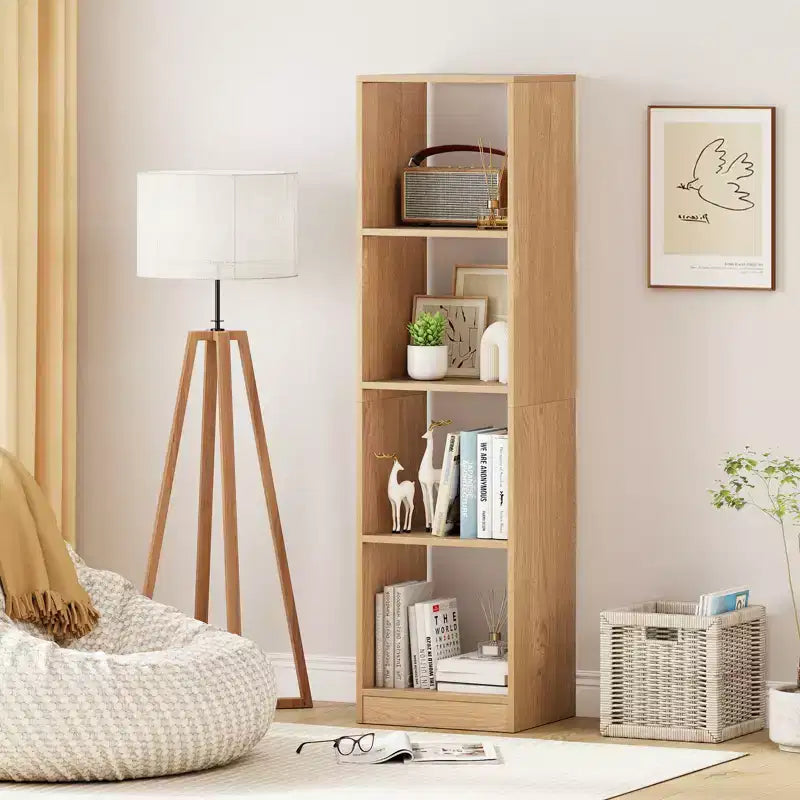 Étagère d'angle en bois à 5 niveaux avec 4 compartiments cubiques, 142,2 cm H x 33 cm L x 38,1 cm P, paquet de 2