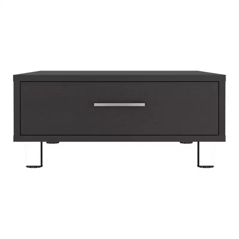 Table basse en panneau de particules avec tiroir, 4 pieds, 26,1 cm (H) x 59,9 cm (L) x 59,9 cm (P)