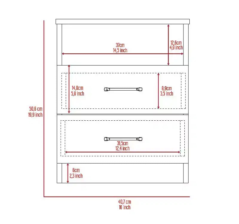 Table basse en panneau de particules avec tiroir, 4 pieds, 26,1 cm (H) x 59,9 cm (L) x 59,9 cm (P)