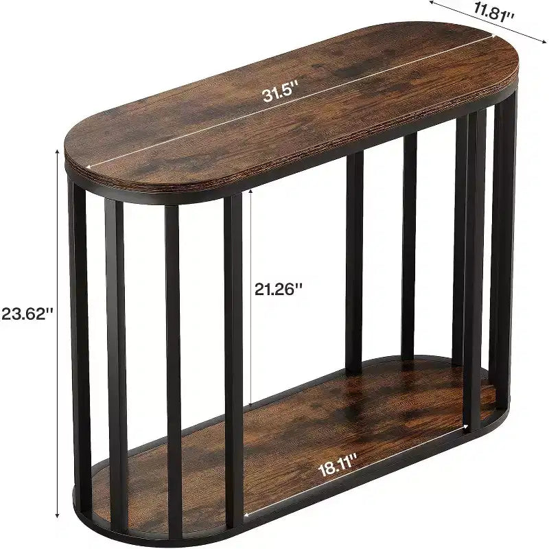 Table d'appoint étroite à 2 niveaux en métal et bois, 29,99 cm L
