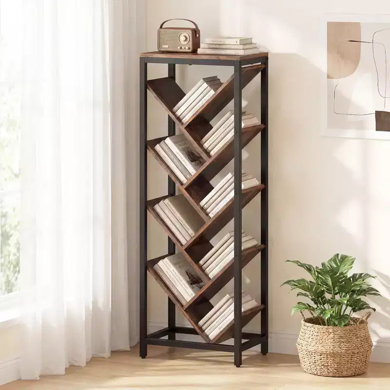 Étagère en Métal et Bois en Forme d'Arbre à 9 Niveaux, 38 cm L x 25 cm l x 107 cm H