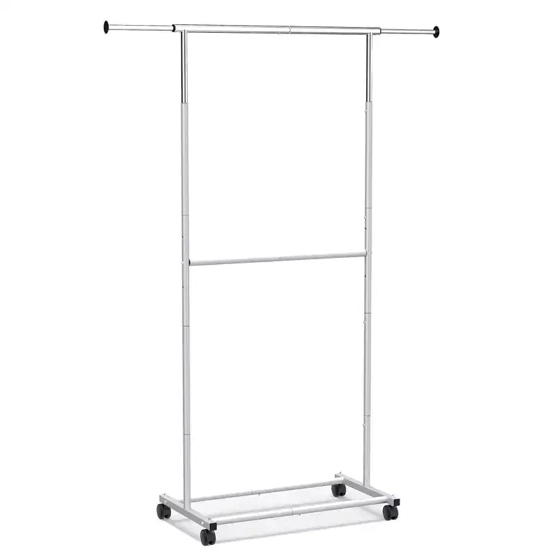 Portant à vêtements extensible en métal avec roulettes, 190,5 cm (L) x 54,6 cm (l) x 162,6 cm (H)