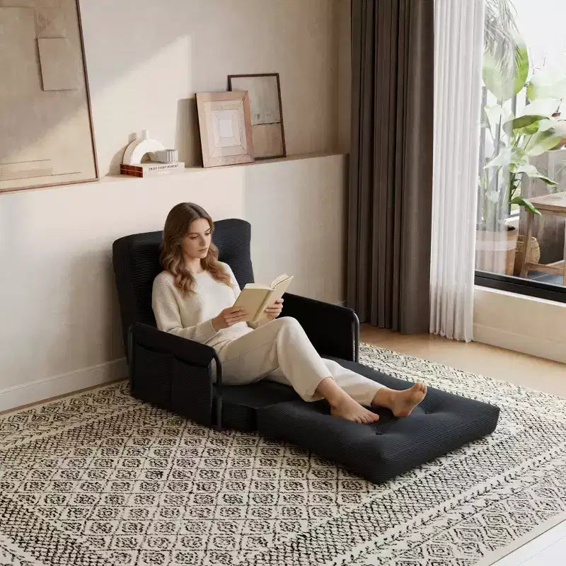 Canapé-lit pliant en métal et polyester avec dossier réglable, 78 cm (L) x 70 cm (P) x 70 cm (H)