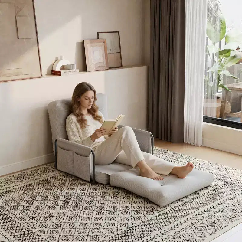 Canapé-lit pliant en métal et polyester avec dossier réglable, 78 cm (L) x 70 cm (P) x 70 cm (H)