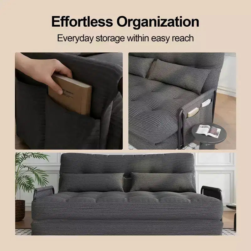 Canapé-lit pliant en métal et polyester avec dossier réglable, 78 cm (L) x 70 cm (P) x 70 cm (H)