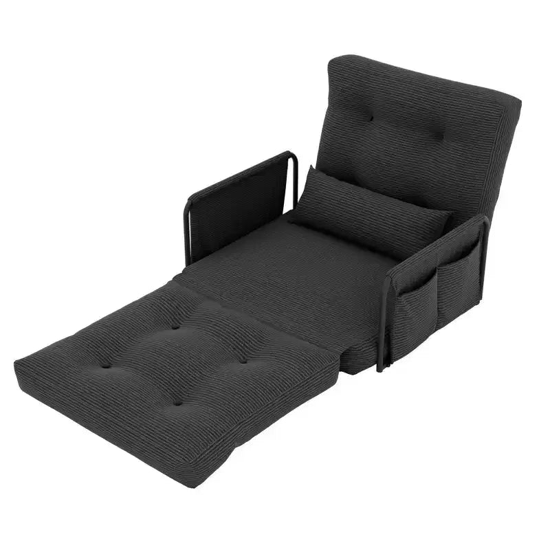 Canapé-lit pliant en métal et polyester avec dossier réglable, 78 cm (L) x 70 cm (P) x 70 cm (H)