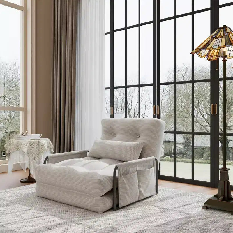 Canapé-lit pliant en métal et polyester avec dossier réglable, 78 cm (L) x 70 cm (P) x 70 cm (H)