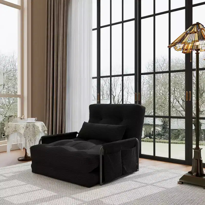 Canapé-lit pliant en métal et polyester avec dossier réglable, 78 cm (L) x 70 cm (P) x 70 cm (H)