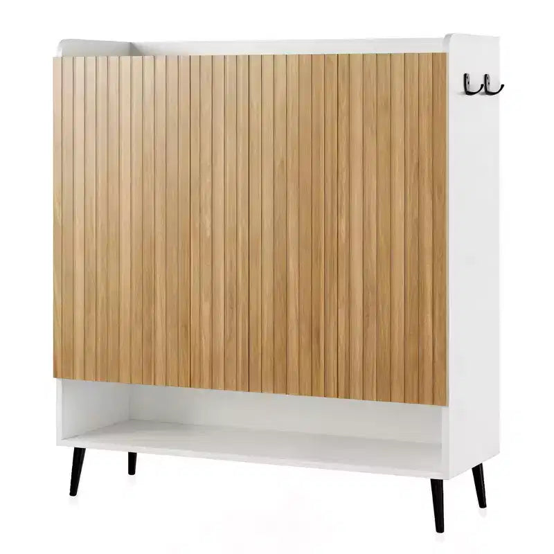 Meuble à chaussures 6 niveaux en MDF avec 3 portes et étagères réglables, 100 cm (L) x 110 cm (H) x 37 cm (P)