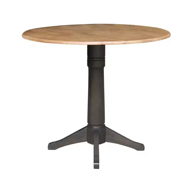 Table à manger en hévéa à abattants, hauteur comptoir, 42" rond x 36,3" H